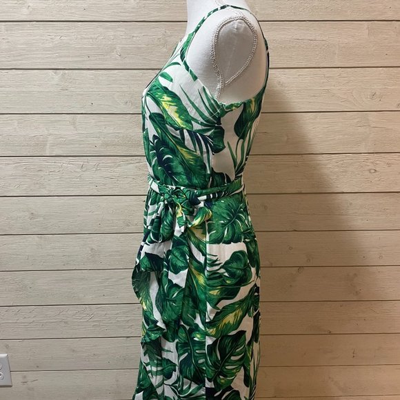 Monstera Palm Plant Print Wrap Dress - Picture 8 of 10